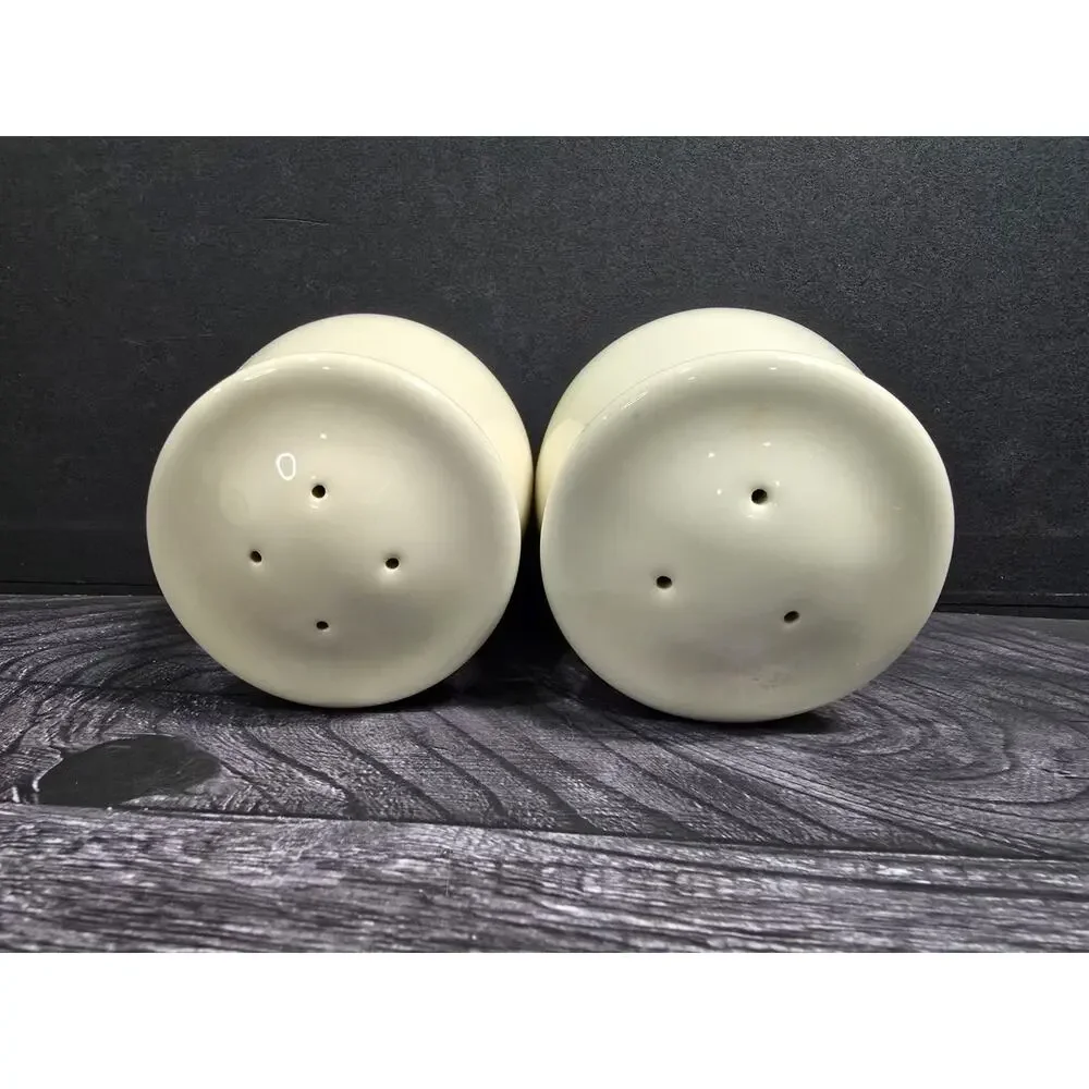 Vintage Pfaltzgraff Juniper Salt and Pepper Shakers Set Stoneware Teal Mauve USA